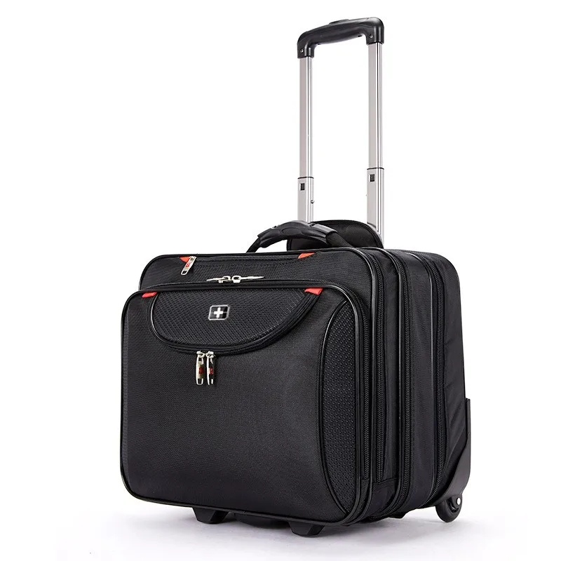 

Black Oxford Cloth Waterproof Suitcases Luggage For Women/Men 18" With Spinner Aluminum Alloy Telescopic Rod