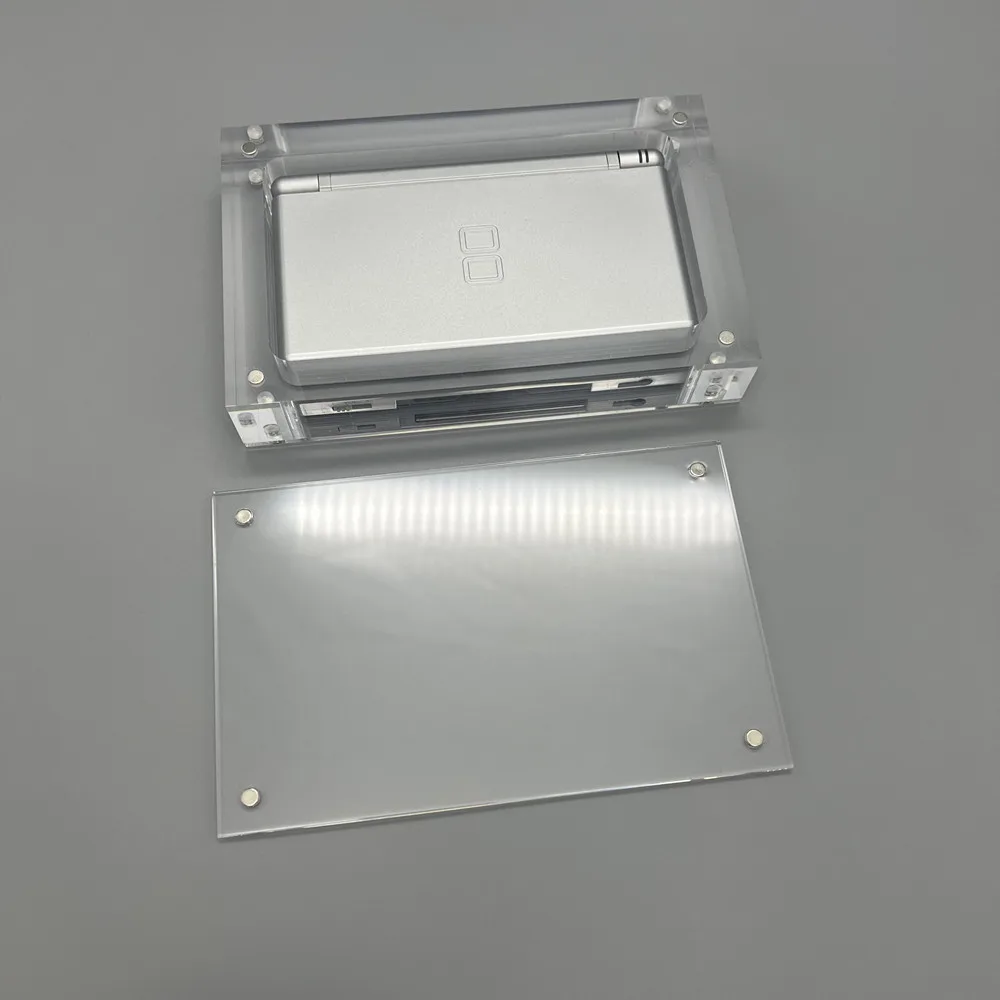 Caja de almacenamiento de consola con cubierta magnética acrílica de alta transparencia para Nintendo DS Lite DSL. Pague atención al modelo de su consola