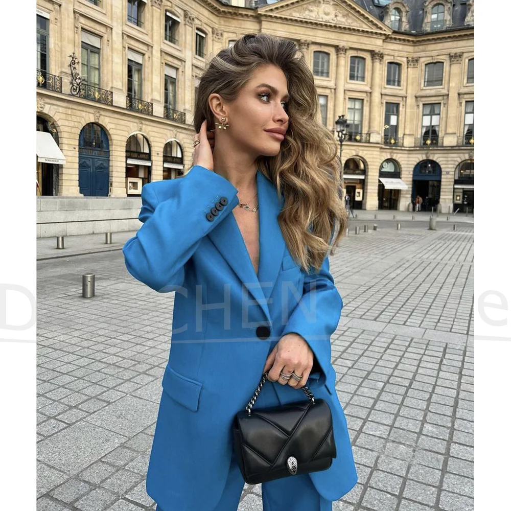 أزياء المرأة الدعاوى الرسمية الشق التلبيب زر واحد دعوى حزب الزفاف البدلات الرسمية اليومية مكتب سيدة سراويل تقليدية مجموعات 2 قطعة
