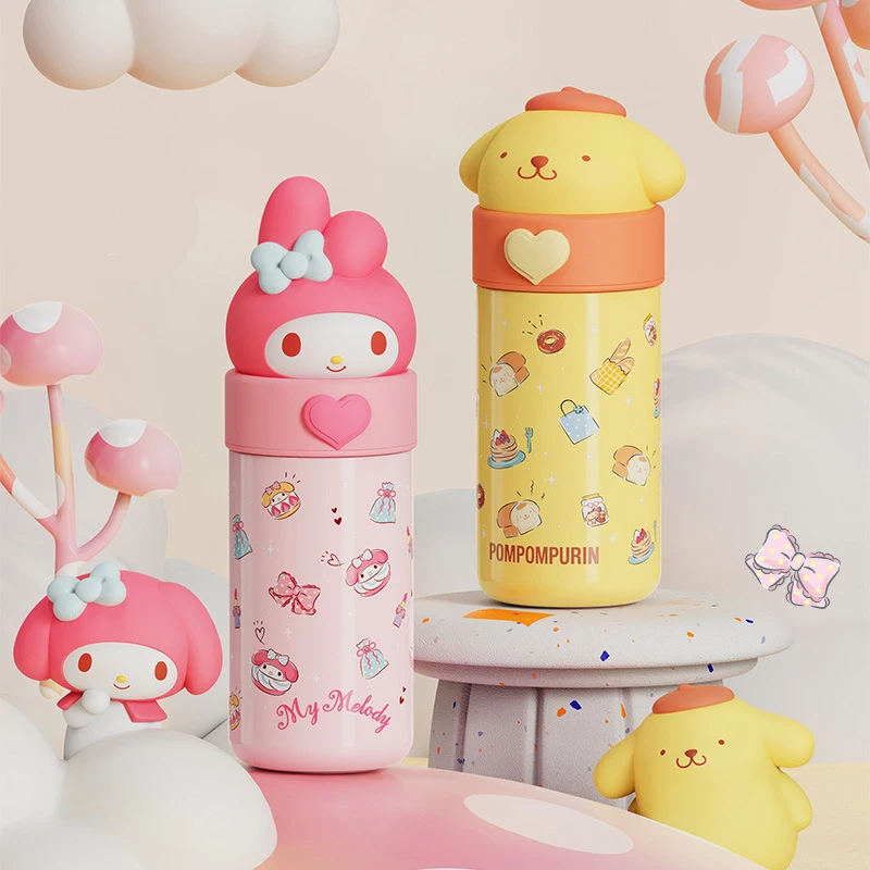 Sanrio Hello Kitty 350ml Stainless Steel 316 Thermos Kawaii Kuromi Cinnamoroll Melody Kids Vacuum Flask Water Bottle Tumbler