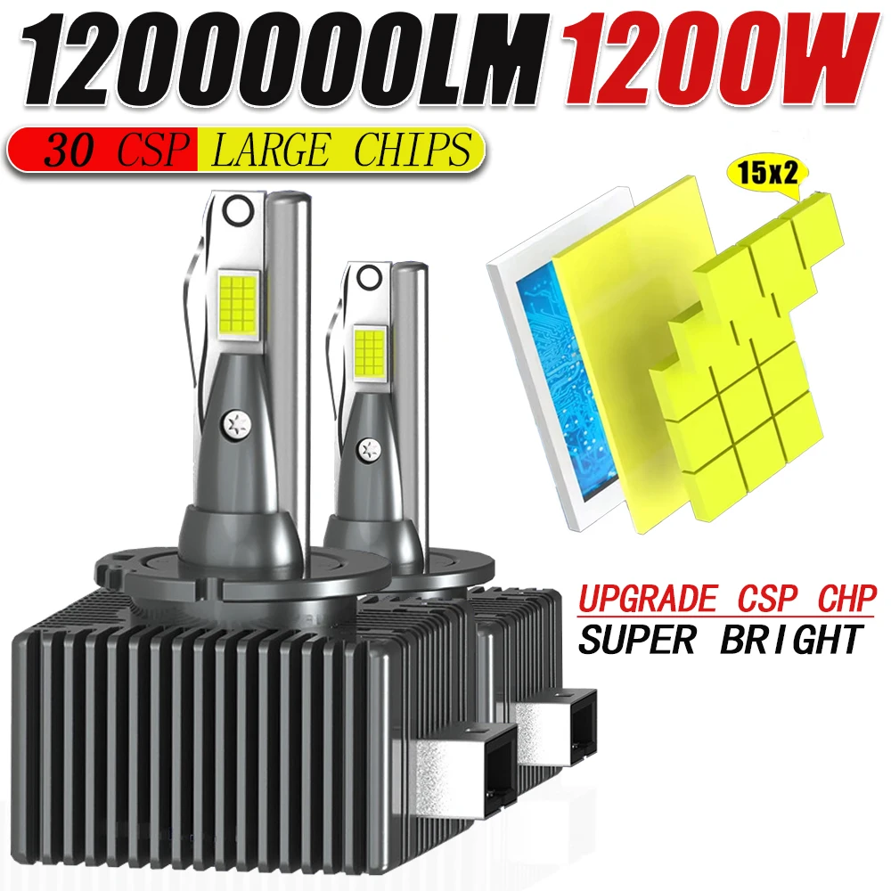 Ampoule de phare de voiture D1S LED CANBUS D2S D3S D4S D8S 1200W, ventilateur Turbo haute puissance, Mini phare antibrouillard Super lumineux, Plug & Play