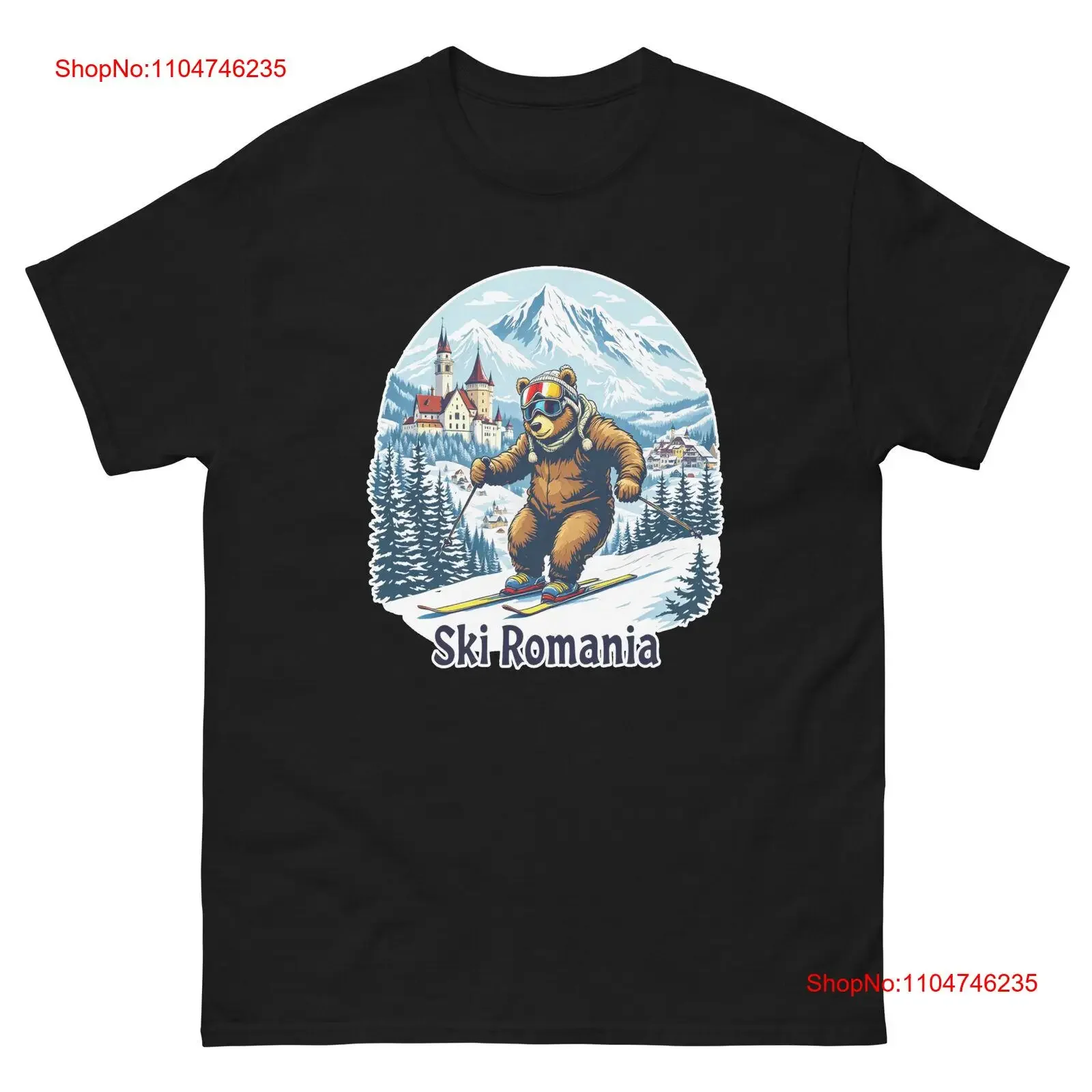 

Лыжная футболка с милыми животными и медведем Румынии, винтажная стираная дышащая уличная одежда, универсальная растянутая графика