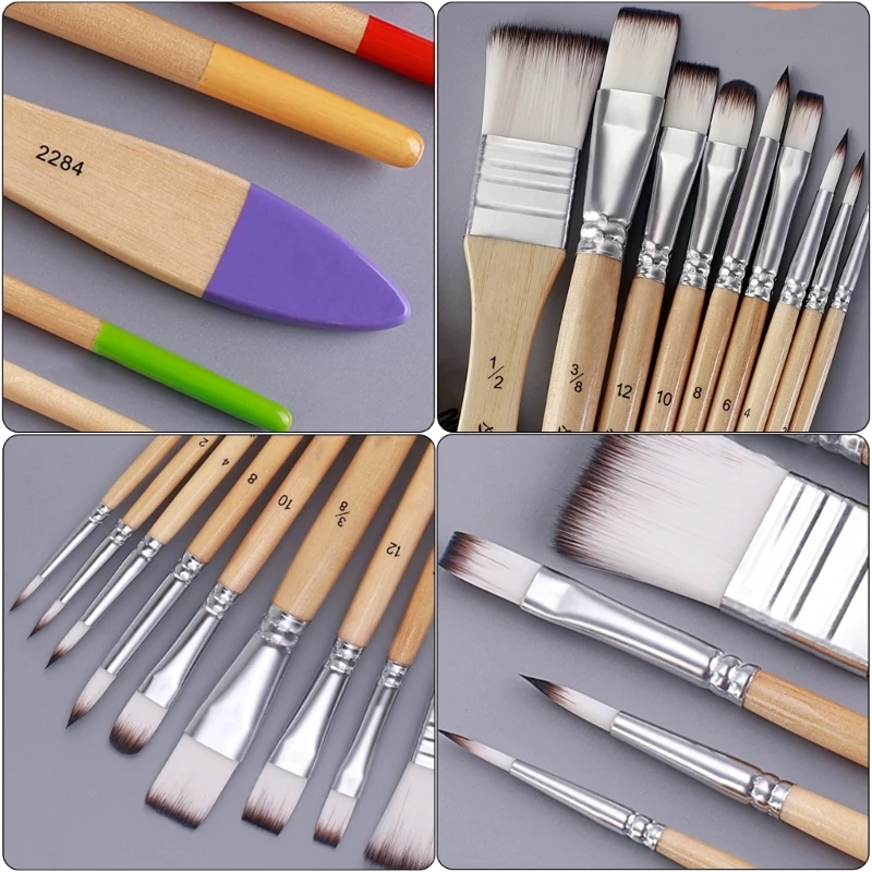 9pcs Paint Brush Artist Brushes Watercolor Paint Brush Nylon Hair Paint Brushes Oil Painting Brushes For Acrylic Painting