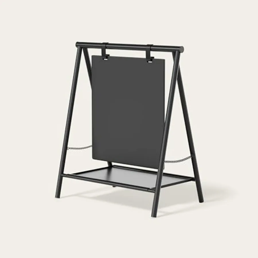 

Sandwich Board Premium Matte Black Metal A-Frame Sign with Chalkboard - Elevated Minimal Outdoor Indoor Signage for Professiona
