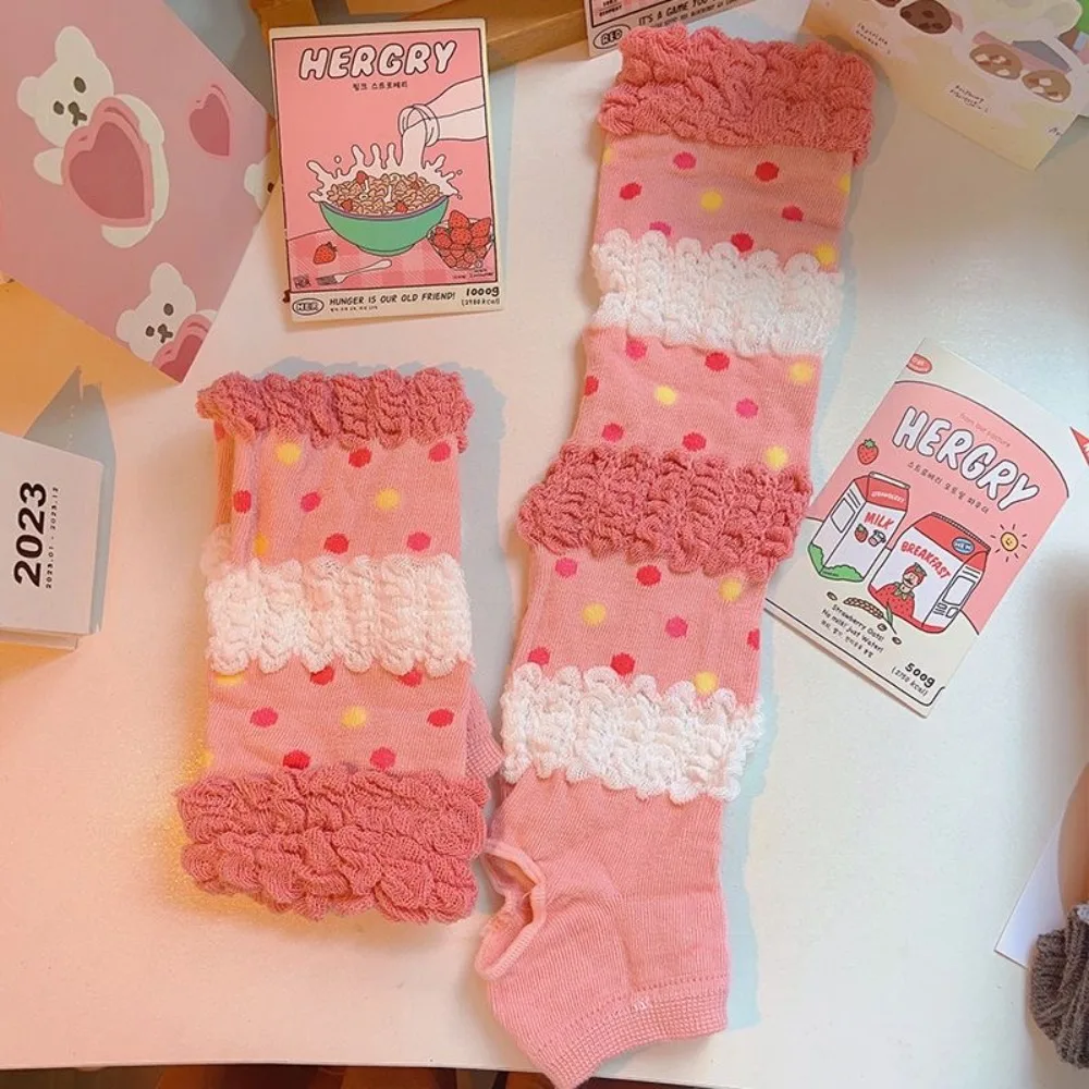 Guantes largos rosas con protección solar para mujer y niña, cubierta para brazo de Lolita, mangas para brazo de Cosplay Kawaii, 1 par