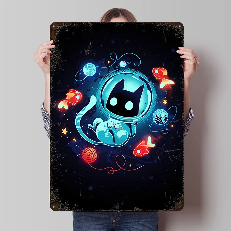 Space Adventurer Poster Customized Wall Art Vintage Metal Signs Retro Tin Plaque for Man Cave Bar Accessories Office Decor House
