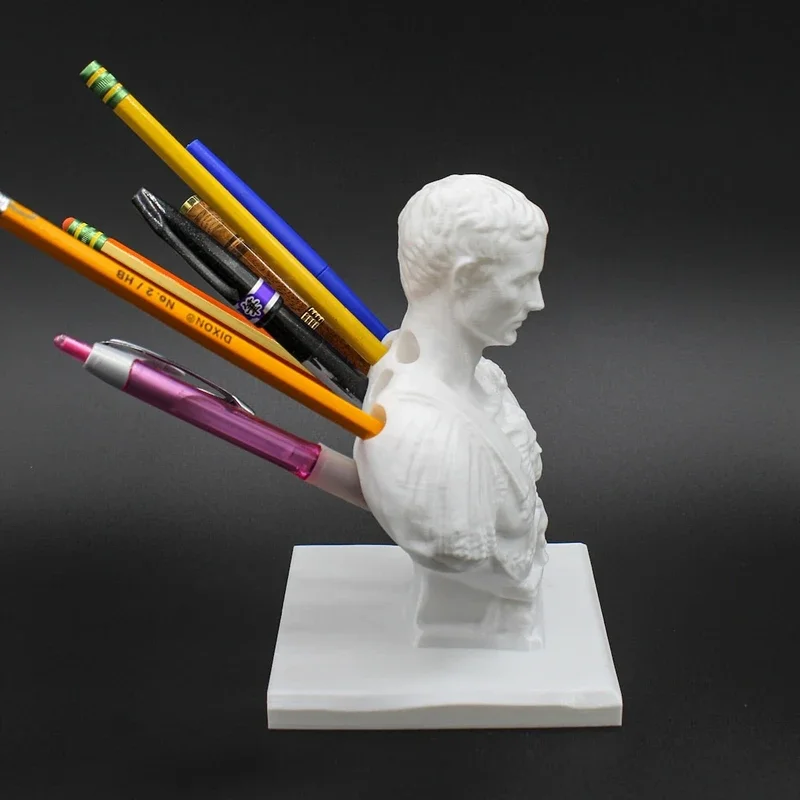 Statue de césar Julius imprimée en 3D, porte-stylo de bureau, organisateur de bureau, décor de bureau, porte-stylo, papeterie cadeau pour enseignant