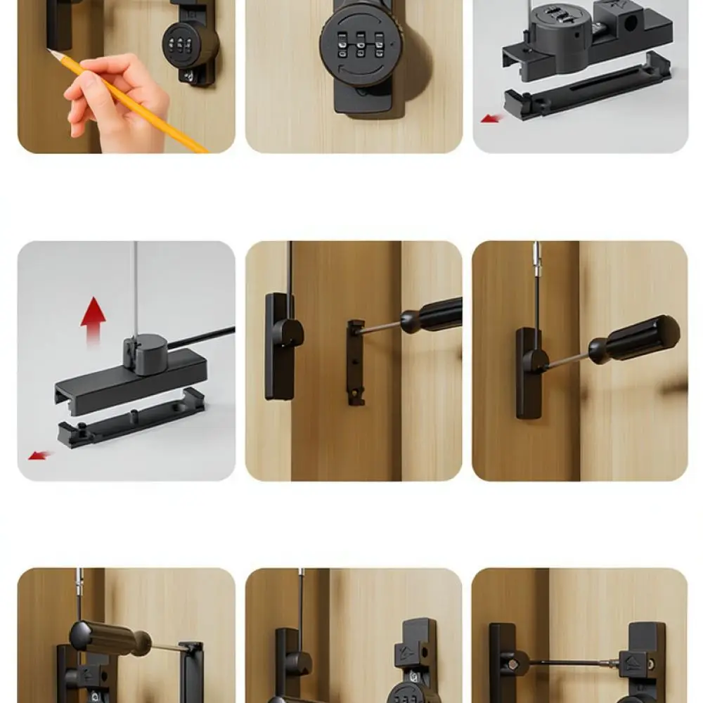 Keyless Security Password Lock Sliding Door Window Hardware Anti Theft Bolt Child Protection Safety Catch Device