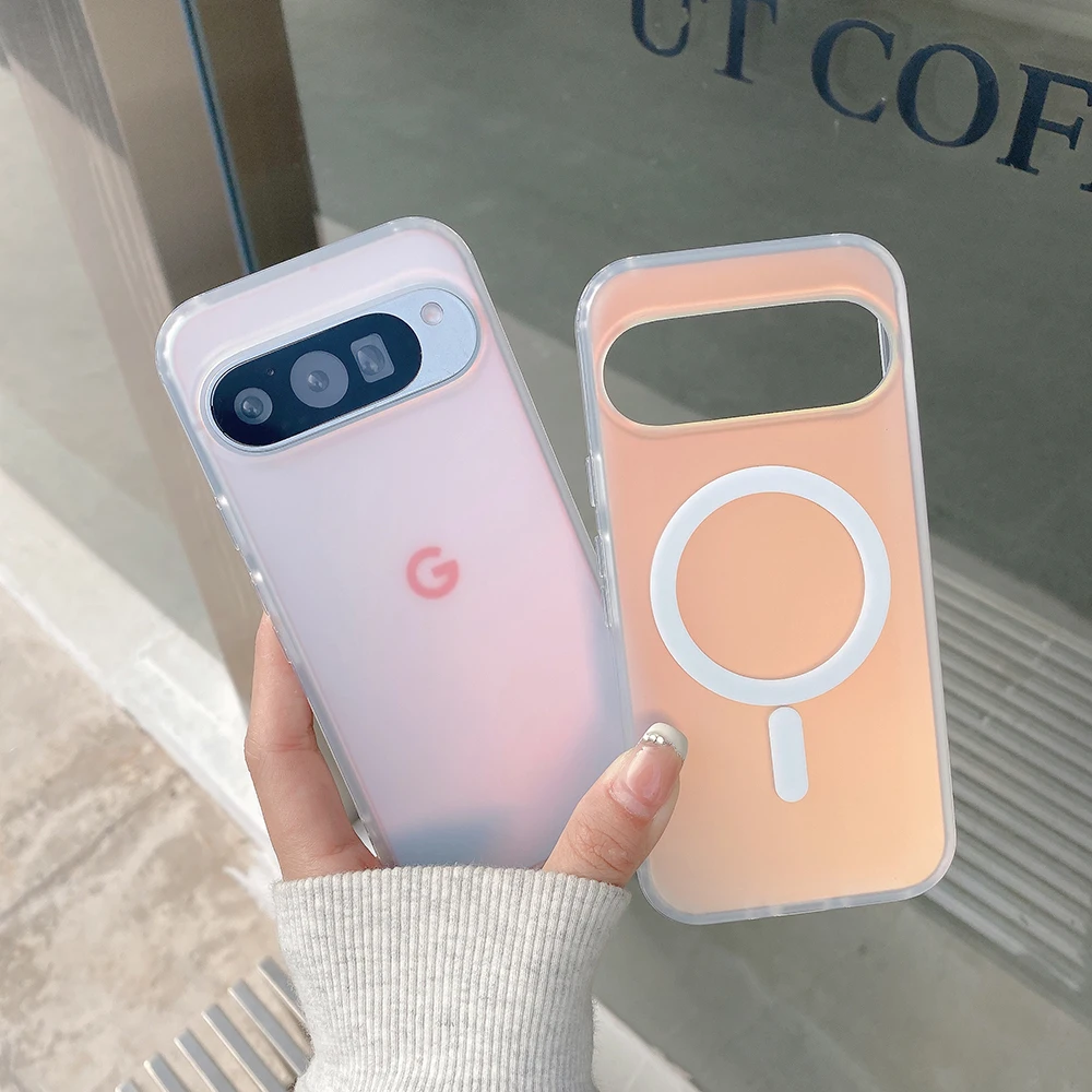 

Laser Gradient For Magsafe Magnetic Silicon Case For Google Pixel 10 9 Pro XL 10 9 Pro 9A Wireless Charge Colorful Frosted Cover