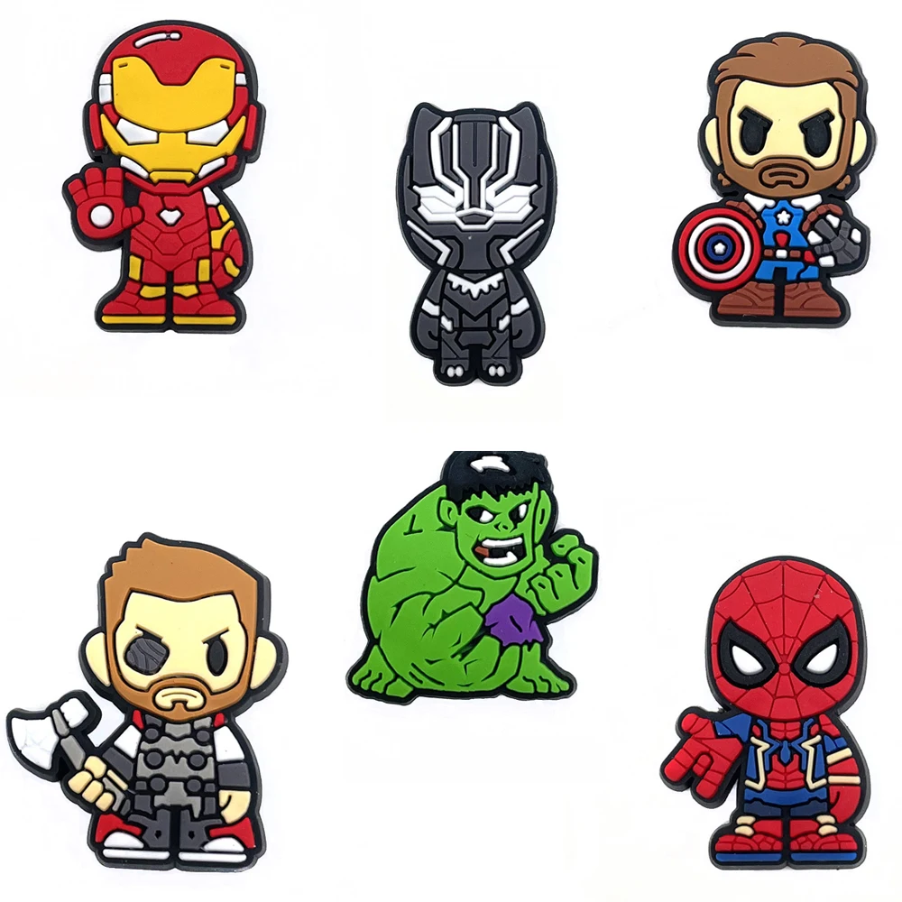 Shoe Charms for Crocs Charms Shoes Decoration Accessories PVC Charms Cartoon 3D Movies Super Hero DIY for Crocs Marvel Kids Gift