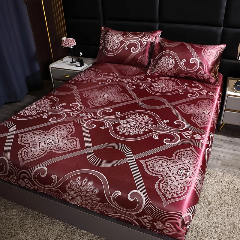 1 Fitted Sheet European Court Style Jacquard Design (pillowcase Not Included) Soft Skin-friendly and Breathable Bedding.