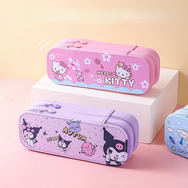 Kulomi Cartoon Double Layered Pencil Case with Large Capacity Creative Student Stationery Pen Box for The Start of School Season