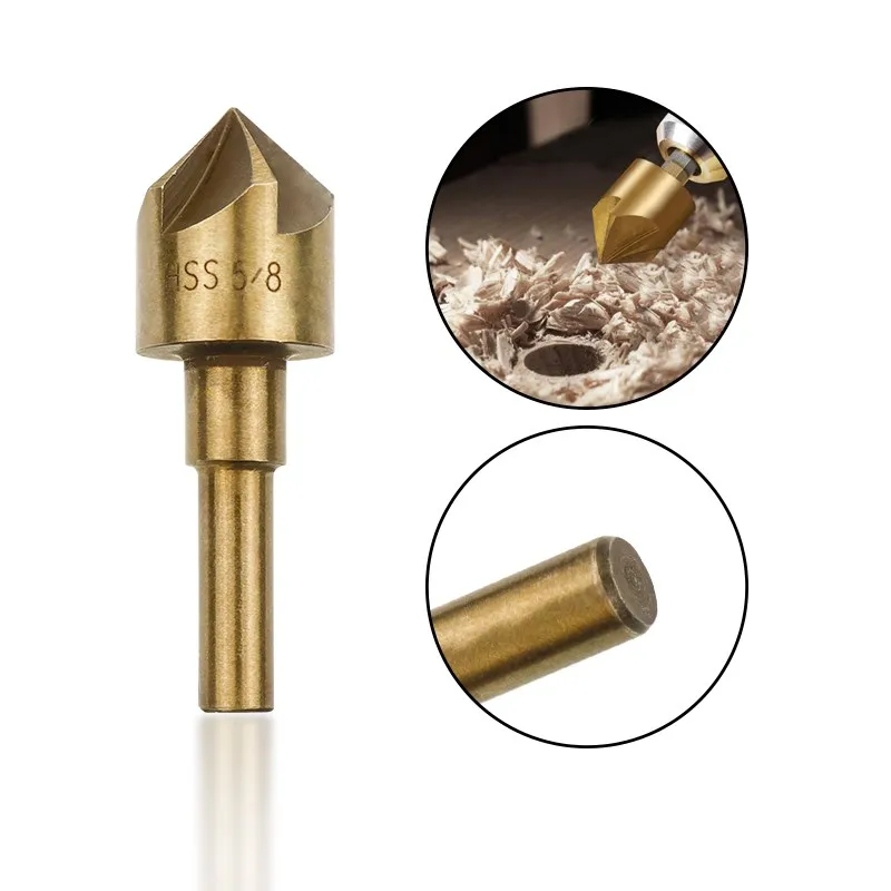 XCAN Drill 82D Countersink Drill Bit 5 Flute Chamfering Cutter Drill HSS4341 Wood Metal Hole Cutter 5pcs