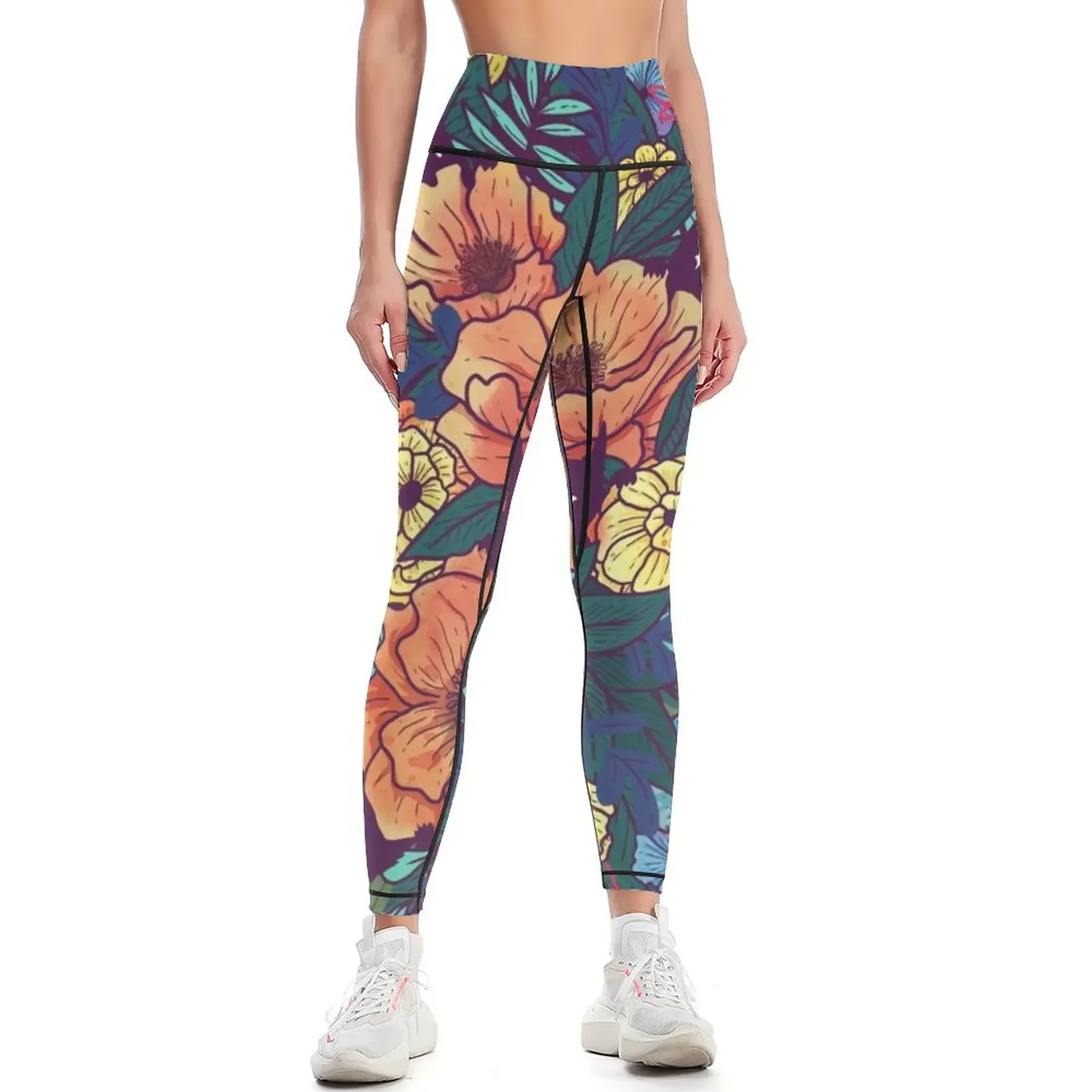 

Wild Flowers Leggings sport set Women's sportswear Tight fitting woman Leginsy push up Womens Leggings