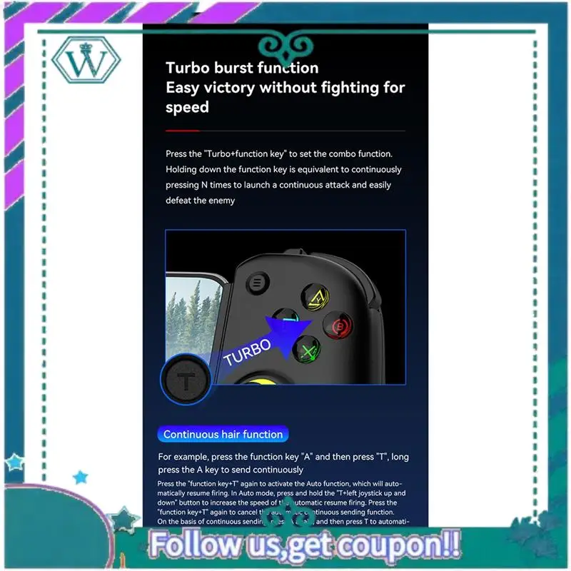 

Upgraded D8 PRO Stretch Gamepad For Dual Hall Somatic Macro Programming For SWITCH/PS4 Android IOS PC 400Mah Grip