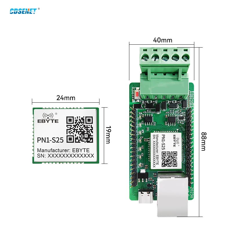 Profinet to Modbus RTU Gateway Patch Module Test Board Kit CDSENT PN1-S25 GSD Two Serial Ports RS485 RS422 Industrial Grade