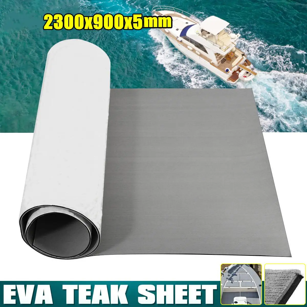 

EVA Foam Faux Teak Boat Decking Sheet Yacht Marine Flooring Self Adhesive Floor Mat 2300x900x5mm