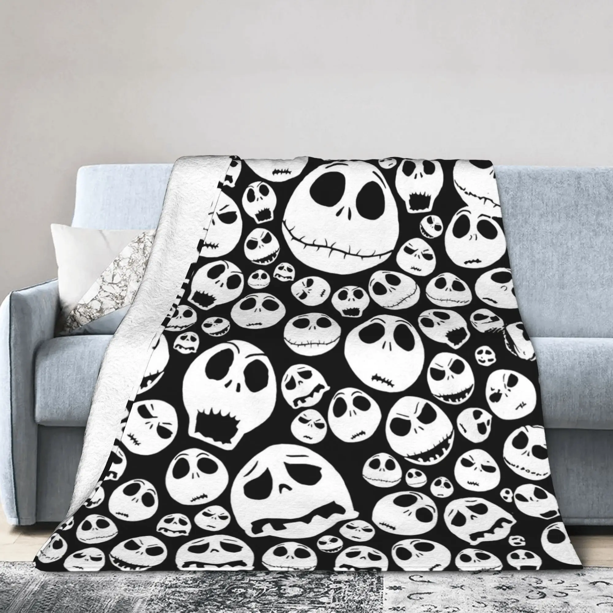 

Одеяло с изображением Джека «Кошмар перед Рождеством» из флиса с принтом на Хэллоуин, теплое одеяло для дома, спальни, покрывала