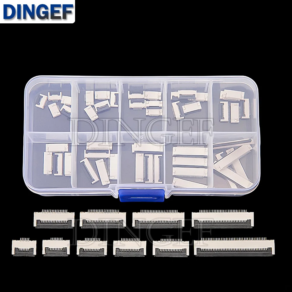 50PCS 0.5mm Pitch Flip Type Under Clamshell Socket FPC FFC Flat Cable Connector 6P 8P 10P 12P 14P 16P 20P 24P 30P 40P Kits