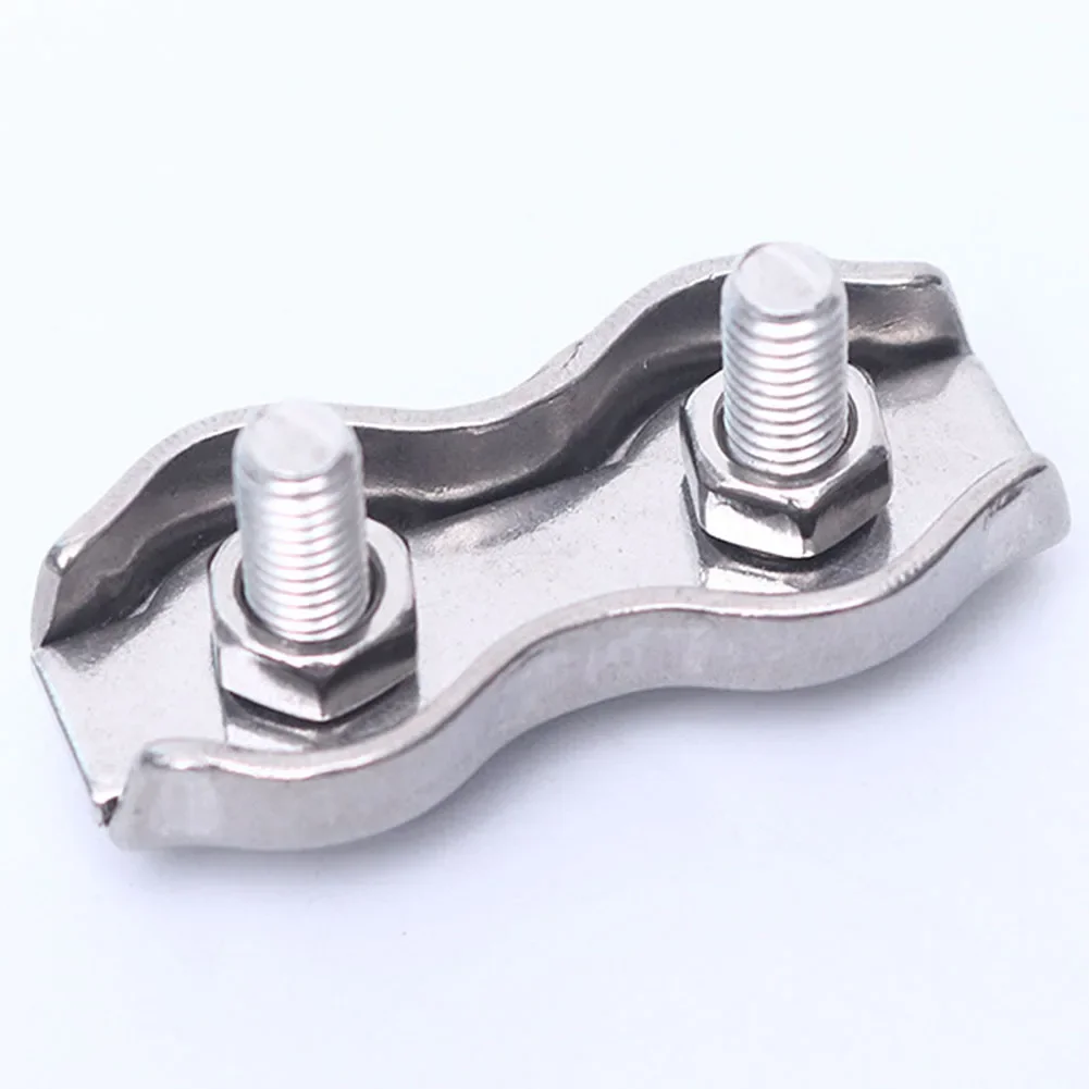 10PCS Wire Rope Clamp Rope Connector Duplex Clamp Stainless Steel For Wire Rope Stainless Steel Double Clamp Head Buckle