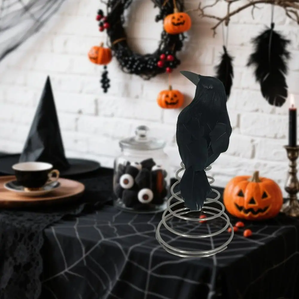 6.3inch Crow Halloween Simulation Black Crow Decoration Ornament Halloween Christmas Tree Top Decoration Venue Layout Props Gift