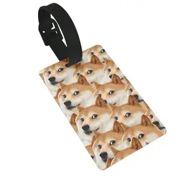 Doge Shiba Inu-Étiquettes d'embarquement portables pour bagages, accessoires de valise, étiquette de voyage mignonne, porte-étiquette, nom d'identité, adresse