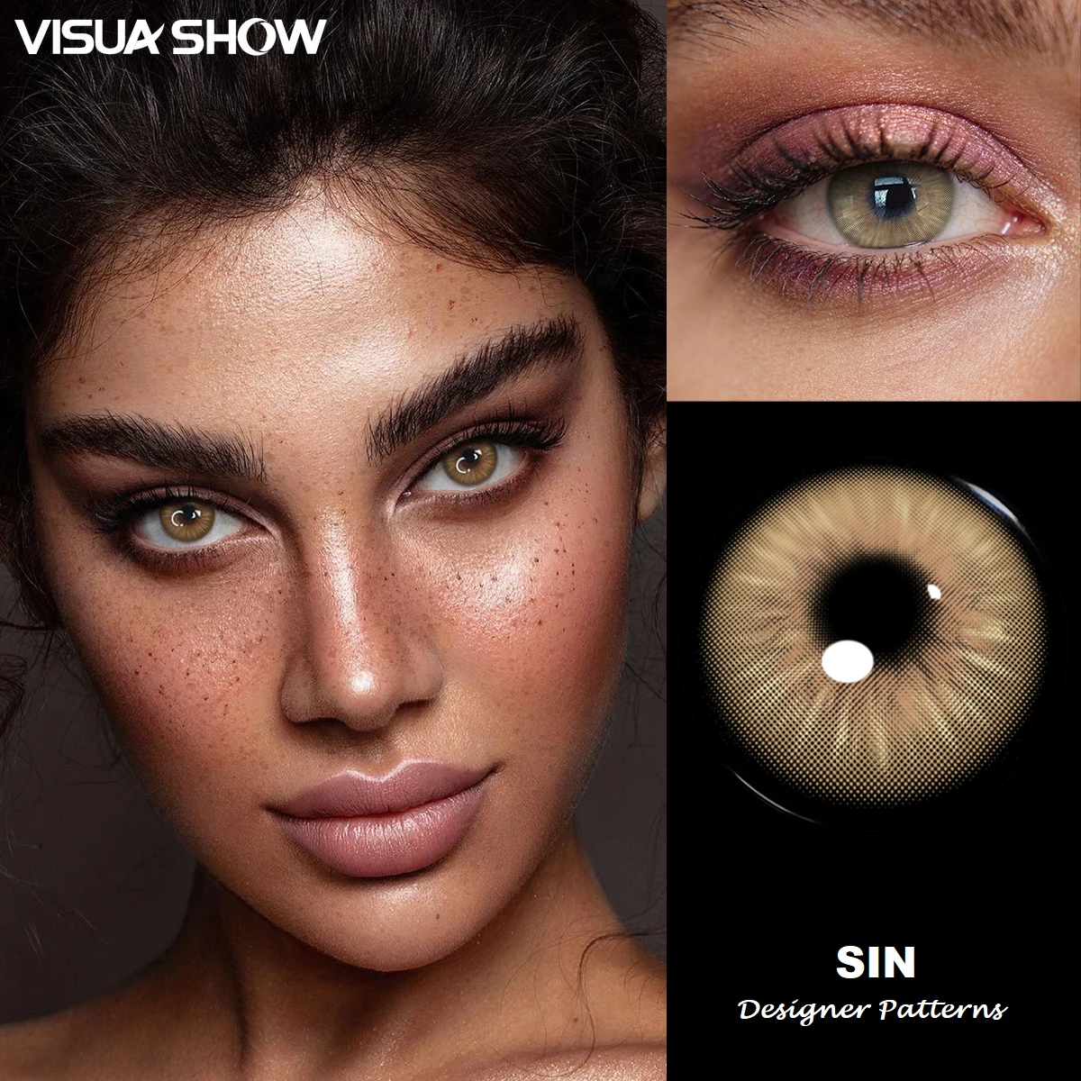 VISUASHOW Sin Brown Natürliche Kontaktlinsen mit Sehstärke 14,0 mm Kleine Pupille Weiche Farblinse für Tägliches Augen-Make-up – Detail 7