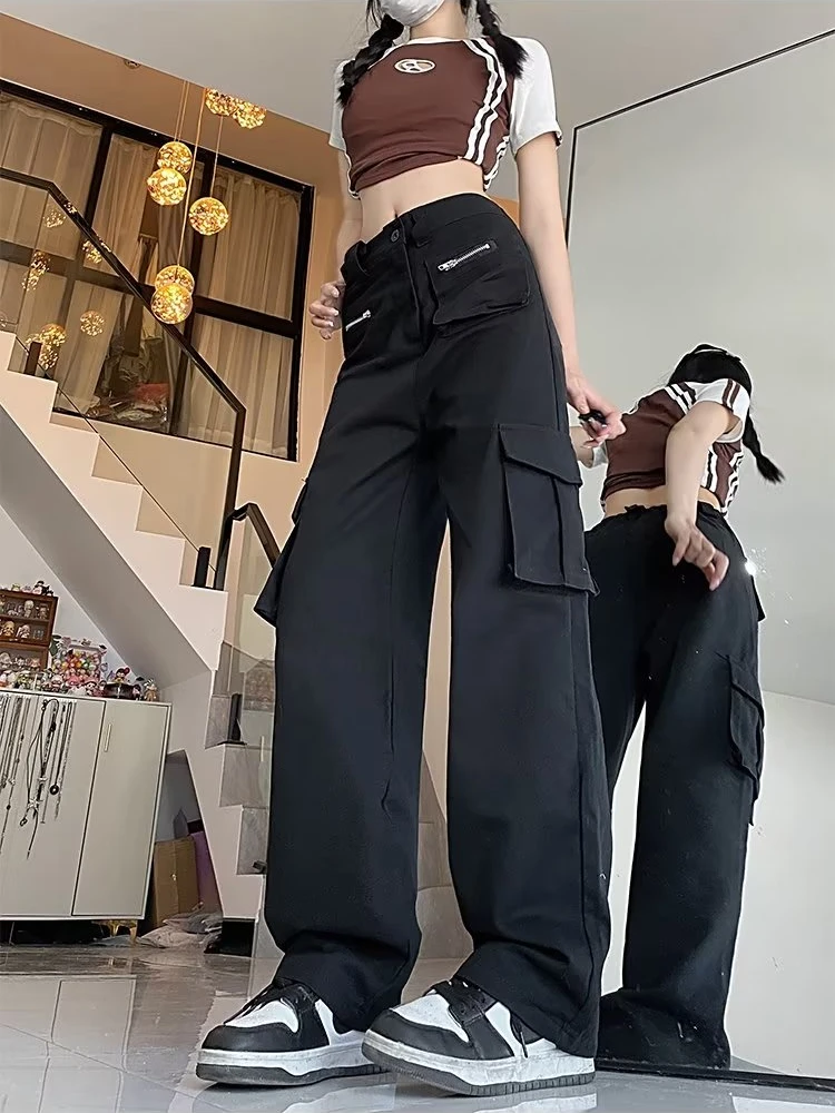

Летние брюки женские винтажные черные брюки-карго универсальные Harajuku американский стиль уличная одежда модные популярные пары