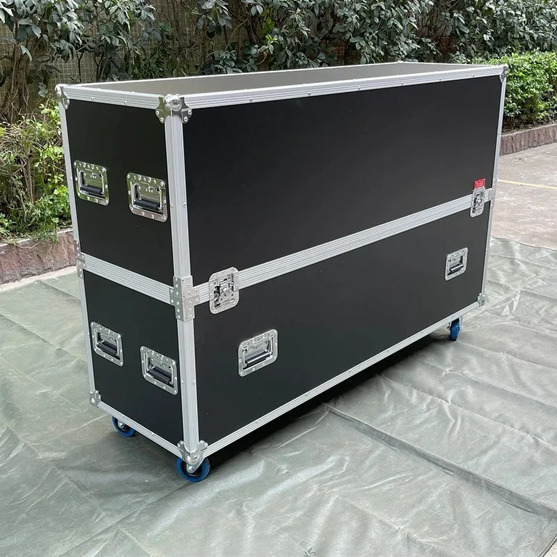 

【Factory Price】Universal Twin Dual 55"-65" Adjustable LCD/ LED Plasma TV Flight Road Case With 4" Wheels