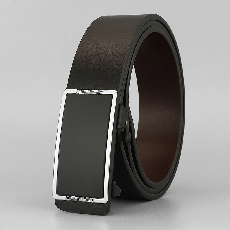 Ikat Pinggang Kulit Asli Kulit Sapi Ompong Kualitas Tinggi Ikat Pinggang Gesper Otomatis Persegi Fashion Pria Ceinture Homme Z252