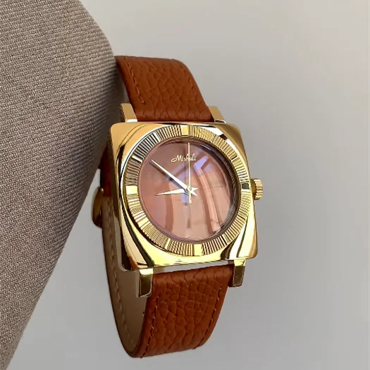 Zegarek damski Niche Art Design wysokiej jakości, nowy model 2026 w stylu retro, z skórzanym paskiem, luksusowy zegarek kwarcowy, prezent urodzinowy.