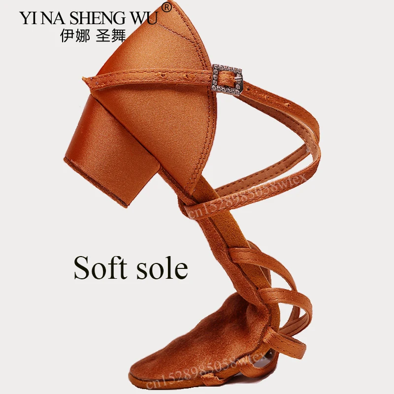 Latin Dance Shoes Ladies Girls Ballroom Professional Dancing Shoes New Rhinestone Buckle Suede Soft Sole Dance Practice Shoes