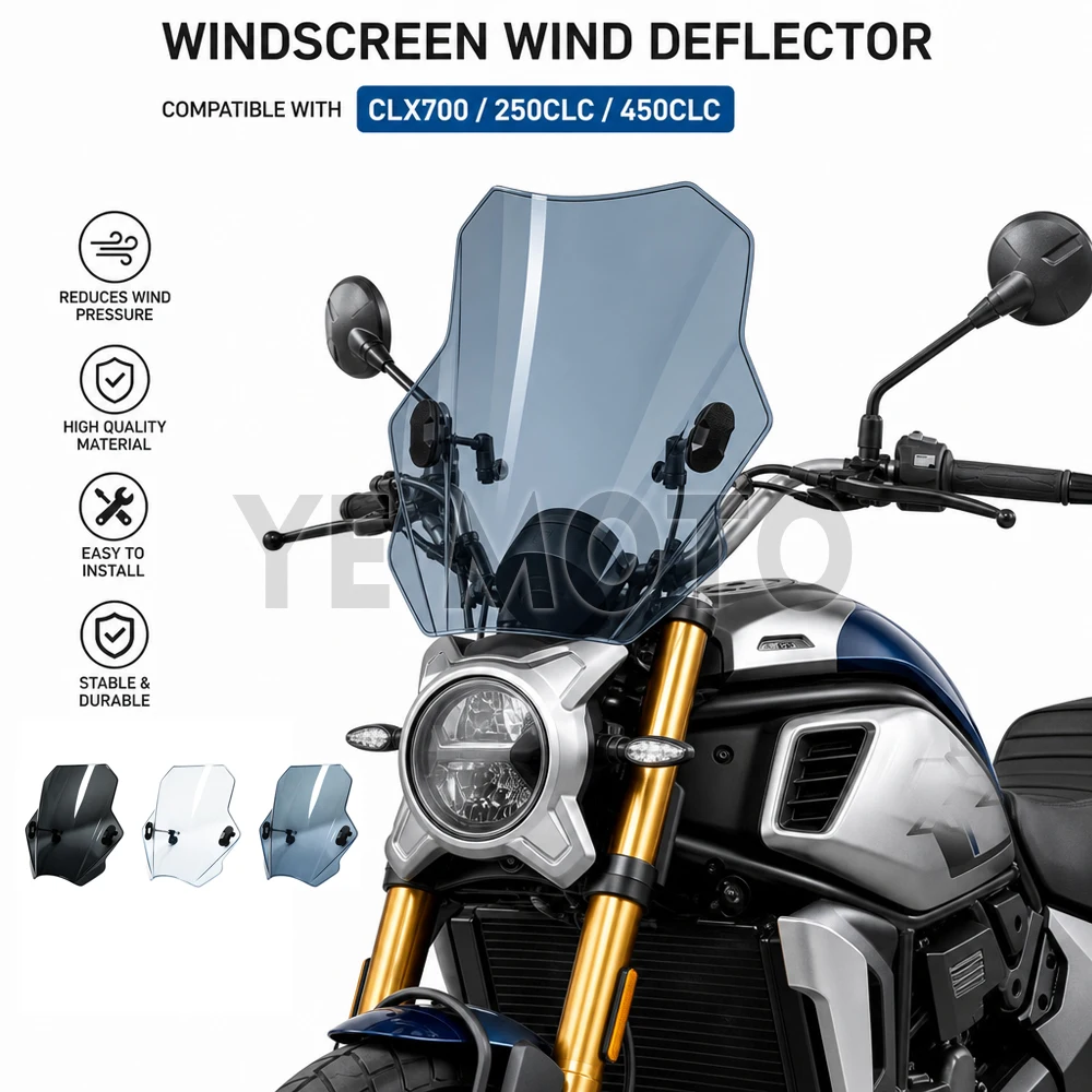 Für CFMOTO 700 CLX 700CL-X CLX700 250CLC 450CLC Motorrad Windschutzscheibe Runder Scheinwerfer Straßenmotorräder Windabweiser