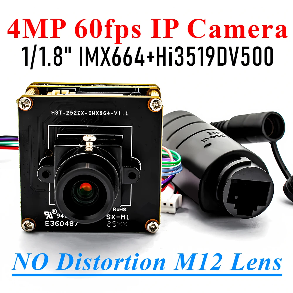 IMX664+Hi3519DV500 POE IP Camera 2688x1520@60fps Low-illumination Network Module With No Distortion Lens TF Card Slot RTSP Onvif
