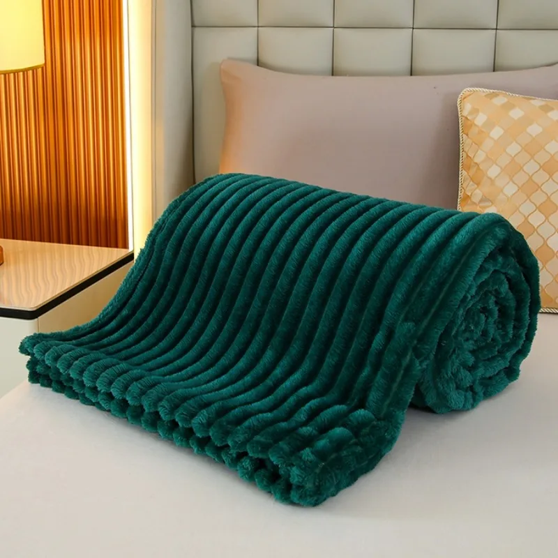 2025 Spring and Autumn New Solid Color Thickened Wide Drawing 3.3cm Flannel Milk Fleece Blanket Machine Washable