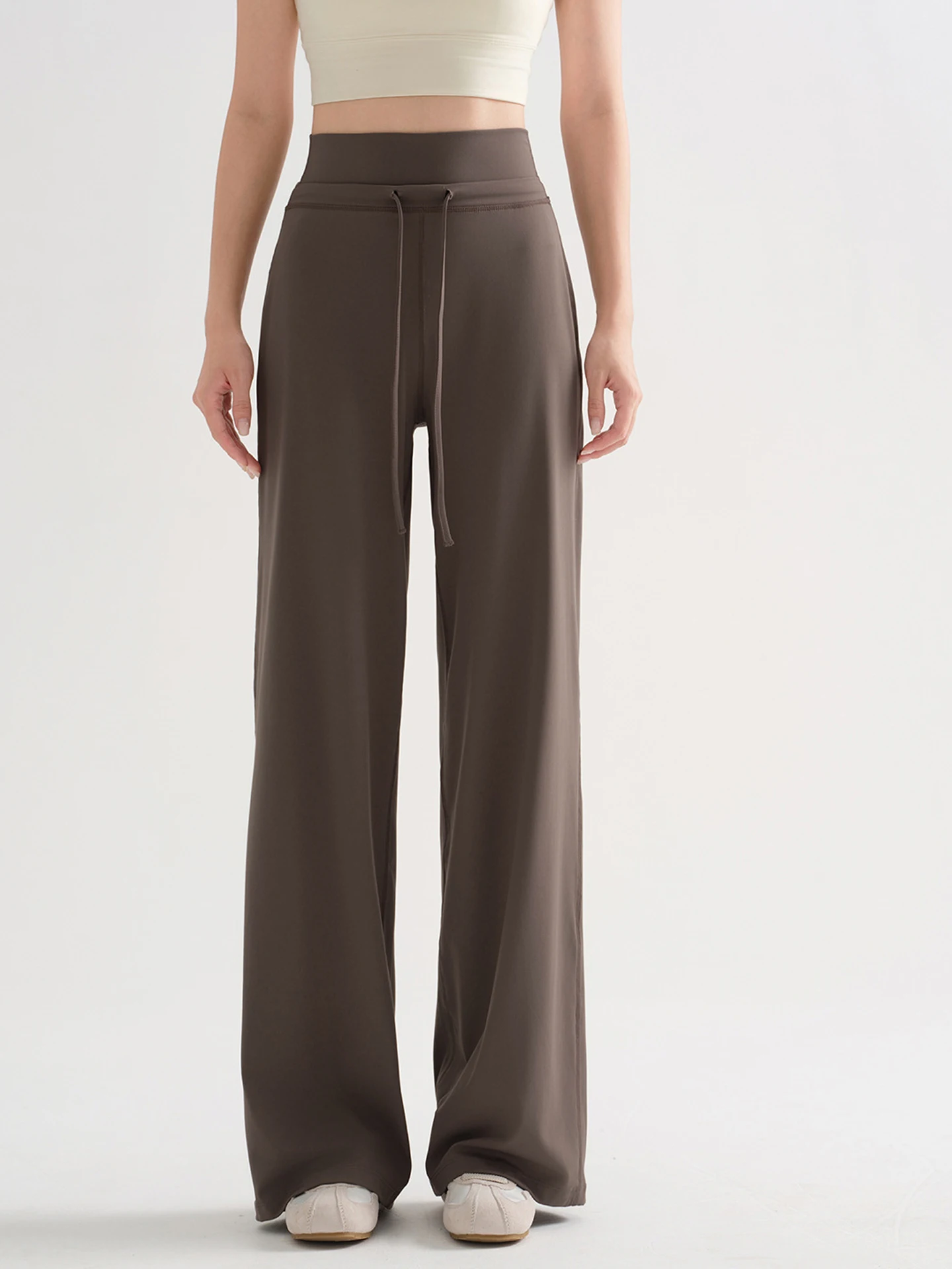 

Ce Brown Loose Straight Leg Sports Yoga Pants Women's High Waist Slimming Fitn Extended Length Autumn New Arrival