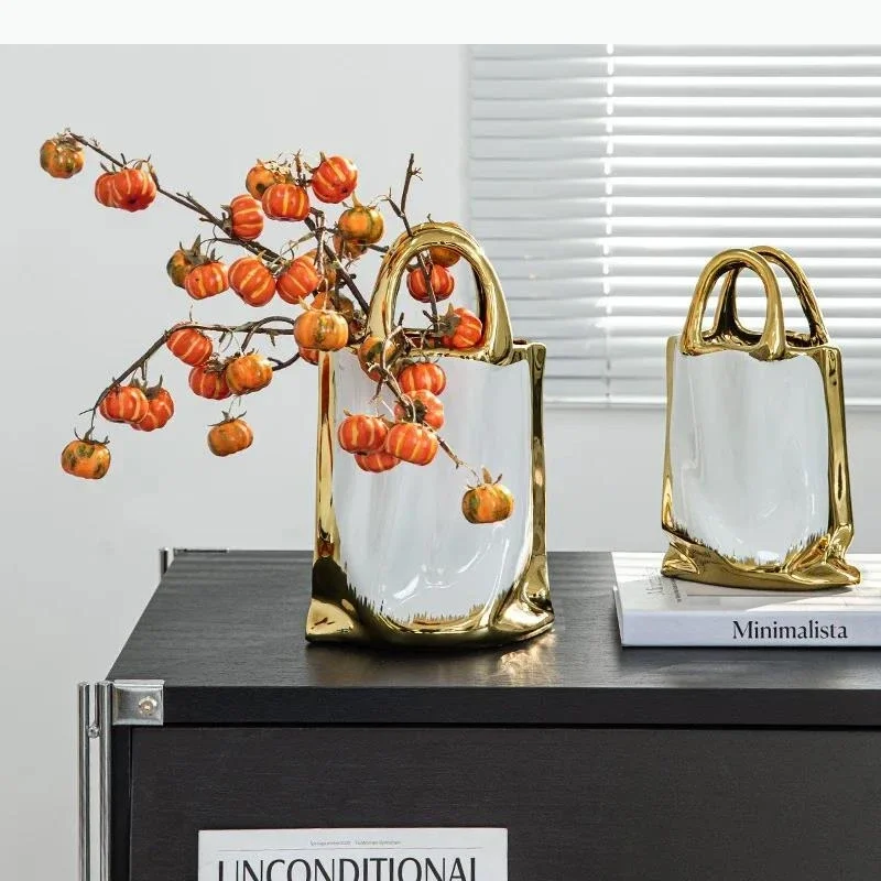 Handbag Shape Vase Ceramic Plant Pot Table Decoration Flower Arrangement Flowers Vases Room Aesthetic Decor