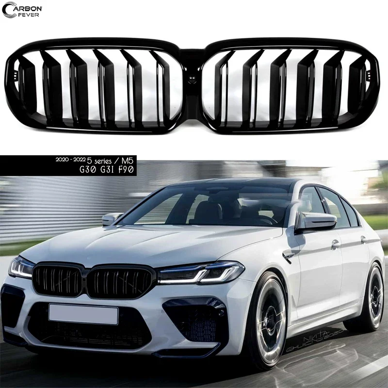 Kindey Grille for BMW 5 Series G30 Sedan Piano Black Front Bumper Facelifted G31 Wagon F90 (M5) (2020 - 2022) Car Styling Grills