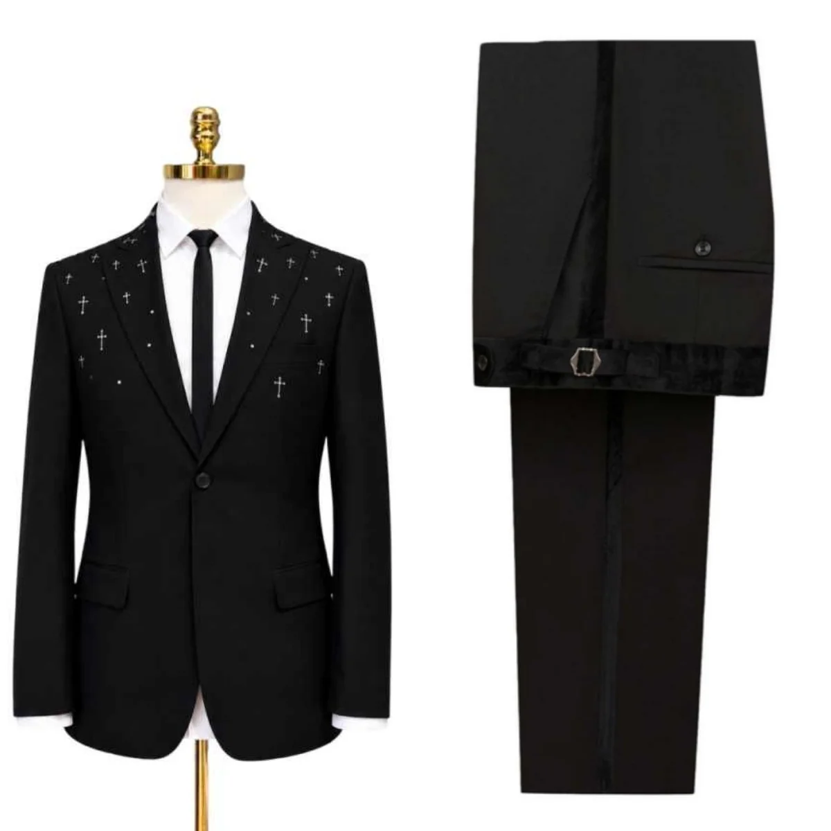 Simple Wedding Tuxedos Beaded Breathable Peaked Lapel Men Suit Slim Fit 2 Piece Set Jacket Pant Groom Evening Blazers Customized