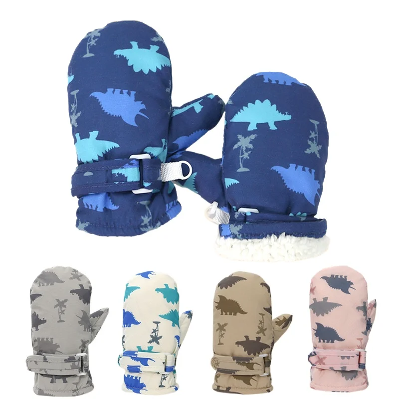 

2025new Color Children's Skigloves Quick-drying Waterproof Fabric Autumn and Winter Baby Piled Thickened Gloves Cartoon Printing