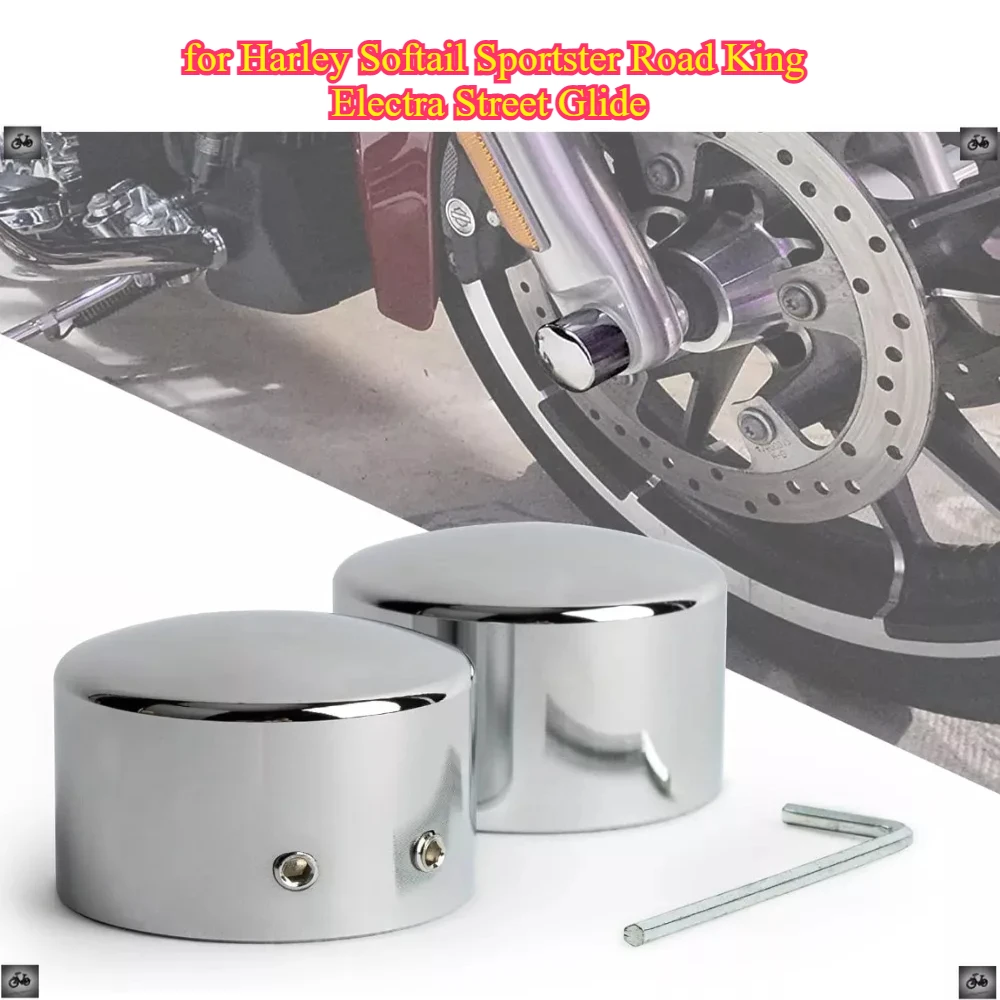 

Motorcycle Front Axle Nut Covers for Harley Softail Sportster Road King Electra Street Glide Chromr/Black