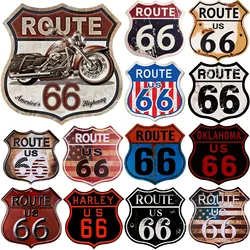 Route 66 American Dreams Shield Metal Tin Signs Posters Plate Wall Decor for Garage Bars Man Cave Cafe Clubs Home Retro Posters