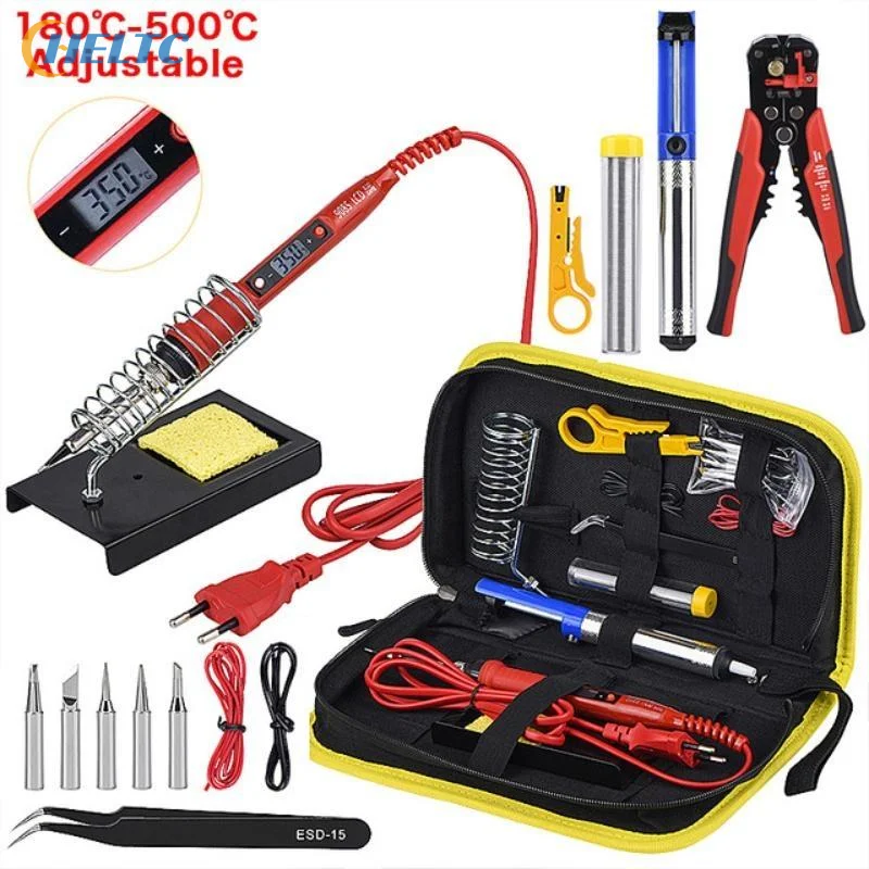 Kit de fer à souder numérique à température réglable avec 5 embouts interchangeables pour projets de réparation électronique DIY