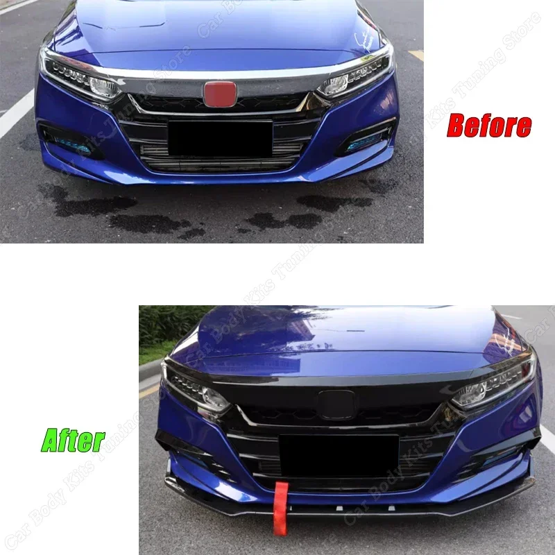 For Honda Accord Tenth Generation 2018 2019 2020 2021 Gloss Black Front Bumper Splitter Lip Diffuser Body Kit Spoiler Tuning