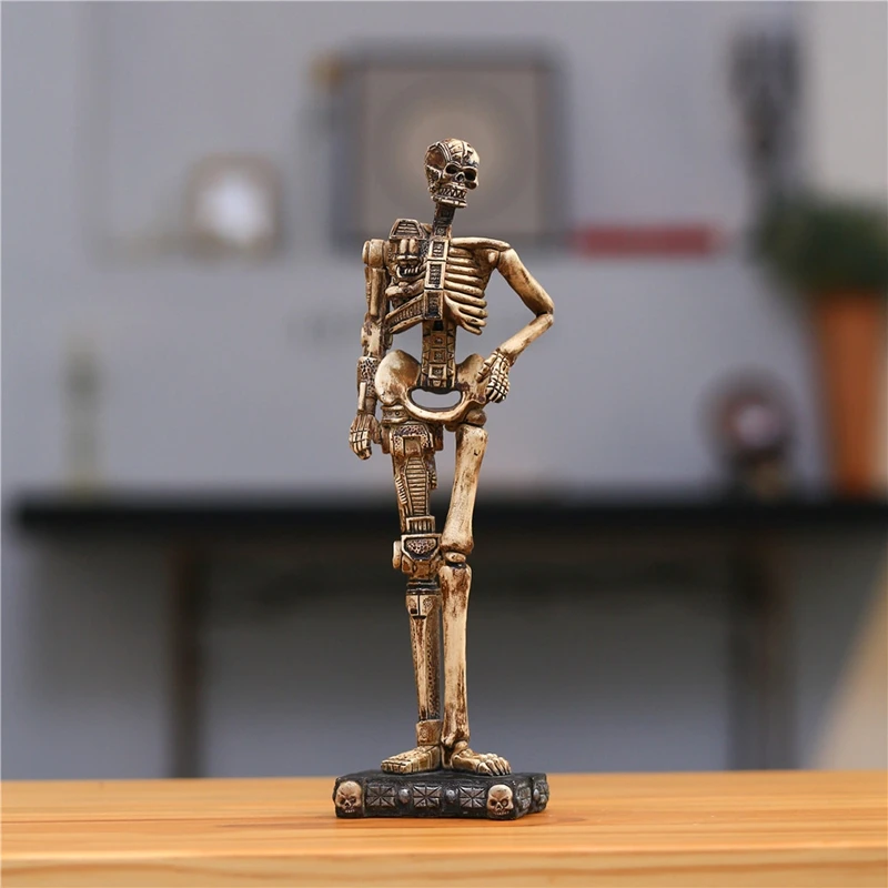 30CM Mechanical Skull Warrior Resin Figures Statues Robot Skeleton Home Office Desk Ornaments Crafts Decoration Birthday Gift