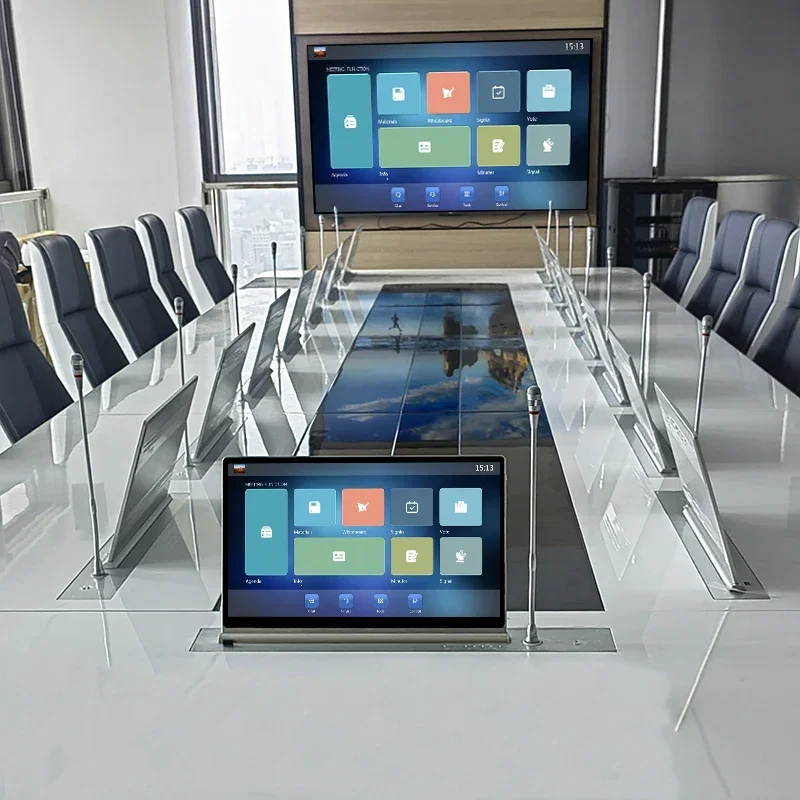 

Hidden Paperless Conference System 15.6 Inch Motorized Electric Table LCD Monitor Lift paperless conference system