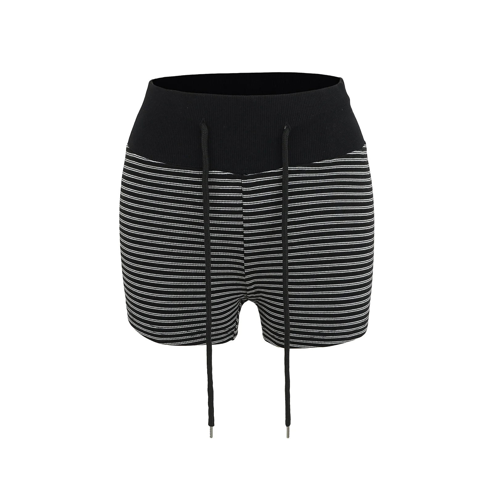 กางเกงขาสั้นเอวยางยืดแบบผูกเชือก สไตล์สตรีทแฟชั่น สำหรับผู้หญิง ใส่สบายๆ ในฤดูร้อน เหมาะสำหรับโยคะ ทรงเข้ารูป ขาตรง เอวสูง