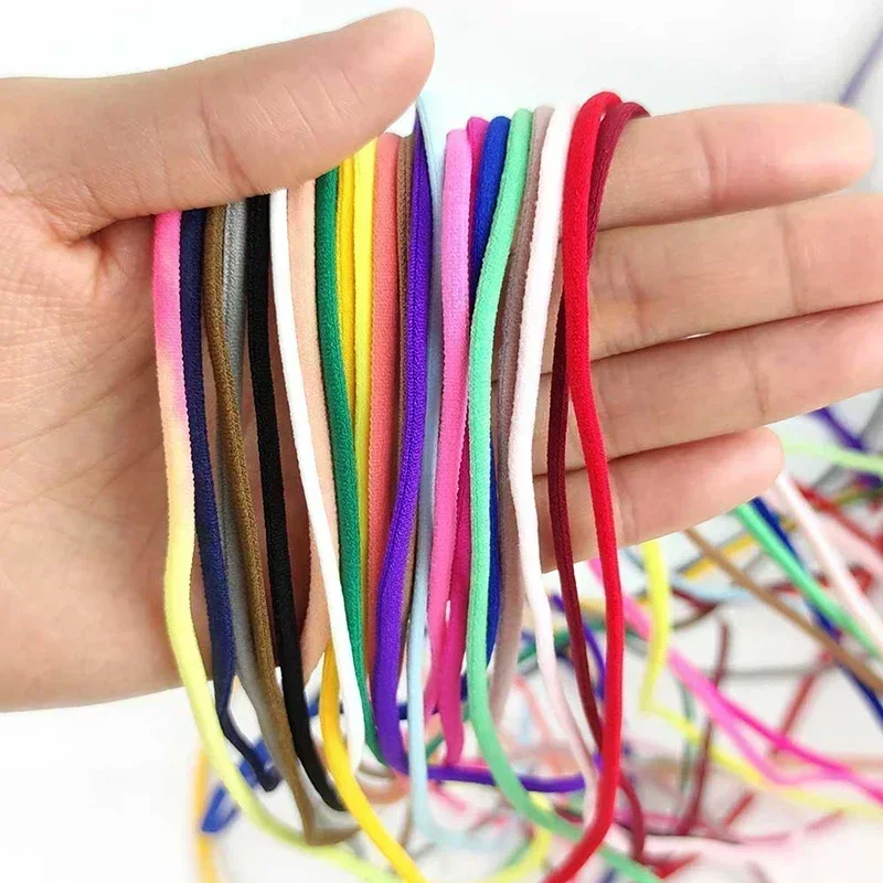 Meetee 5M 3mm/5mm Polyamide Rope Oil Core Elastic Band for Ear Hang Strap Lace Ribbon DIY Ring Shoes Decoration Accessories