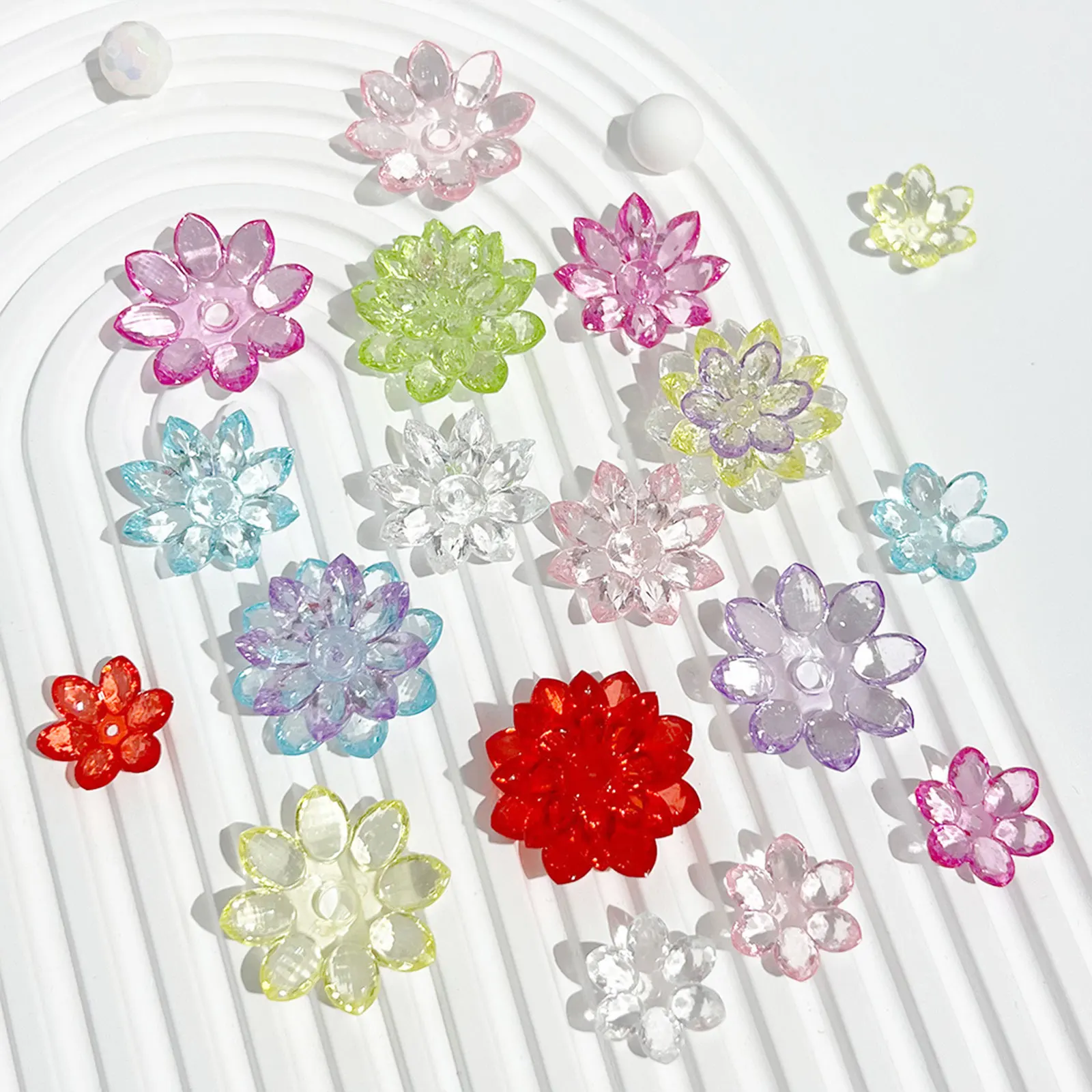 Transparent Crystal Lotus Flower Beads For Jewelry Making DIY Decorations Earrings Wedding Dress Ornaments Hair Pin Accessories