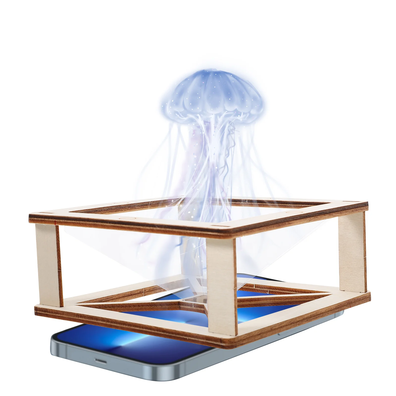 1 Set Wooden Diy Science Projector Kit For Kids 3D Holographic Display Science Experiment Assembly Holographic